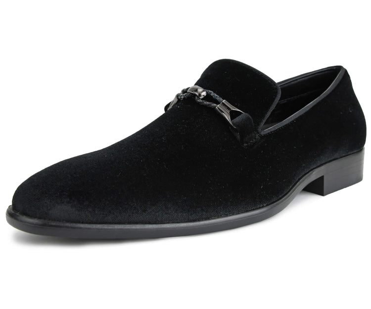 Amali Aller black velvet loafers main