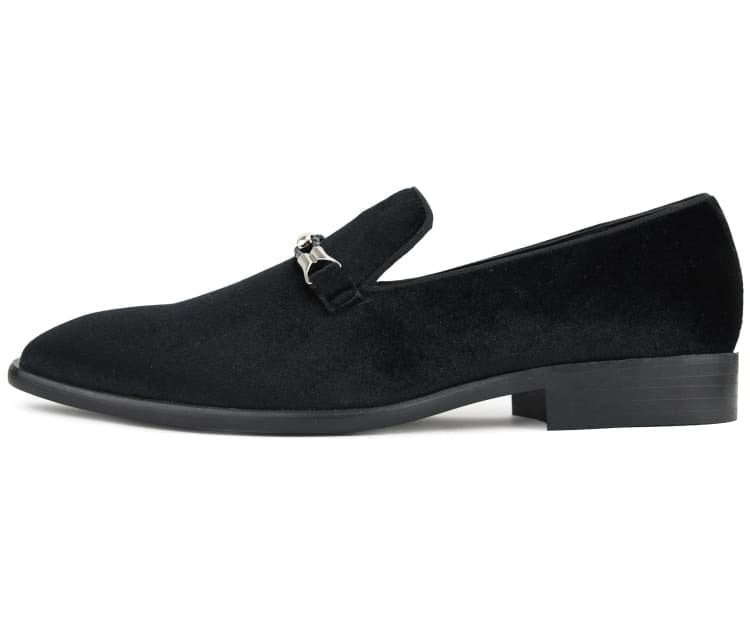 
                      
                        Amali Aller black velvet loafers side
                      
                    