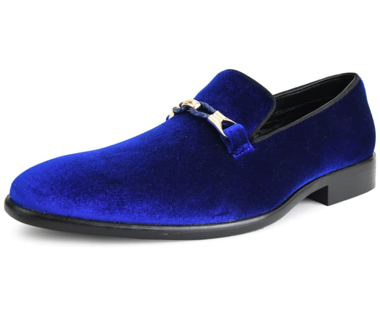 Amali Aller blue velvet loafers main