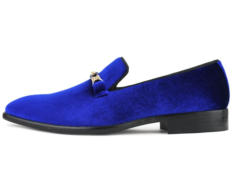 
                      
                        Amali Aller blue velvet loafers side
                      
                    