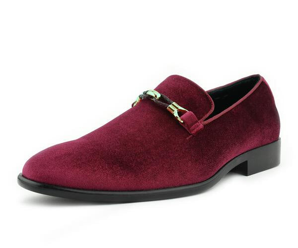 Amali Aller burgundy velvet loafers main