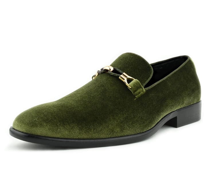 Amali Aller green velvet loafers main