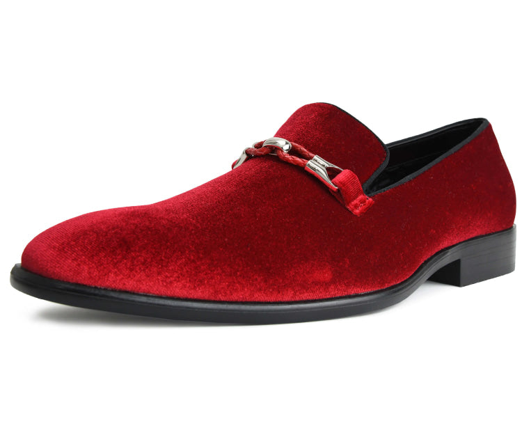 Amali Aller red velvet loafers main