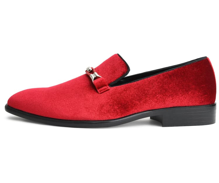 
                      
                        Amali Aller red velvet loafers side
                      
                    