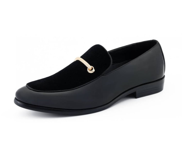 Amali Andrew black patent loafers main