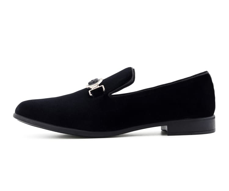 Amali Antonio black loafers with buckle side