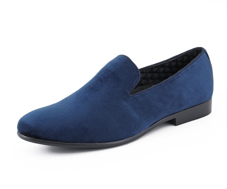 Amali Aries navy velvet loafers main