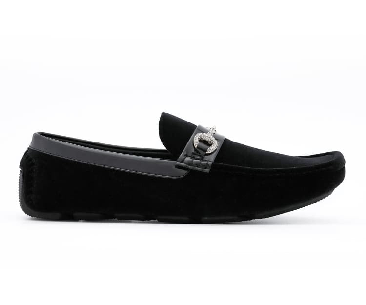 Amali Bling black moccasin shoes side