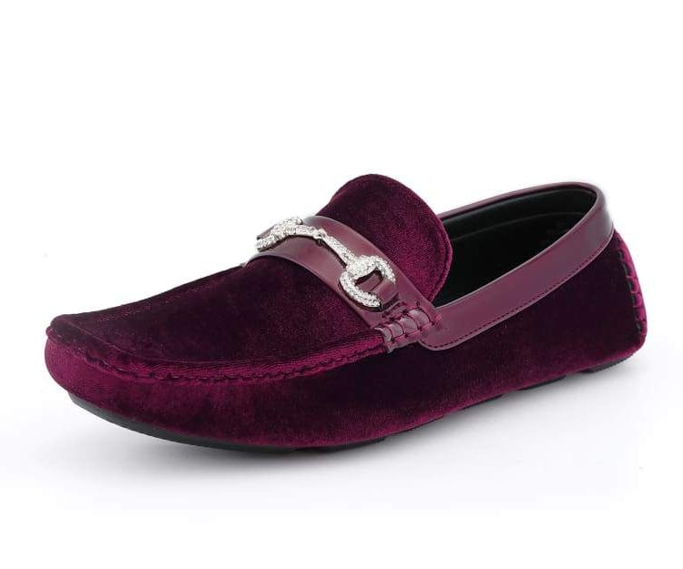 Amali Bling burgundy moccasin shoes main