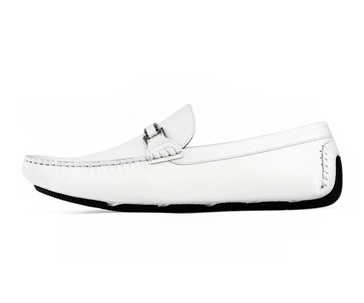 Amali Briggs white bit driving loafers side