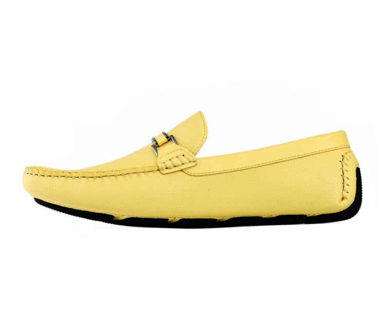 Amali Briggs yellow bit driving loafers side