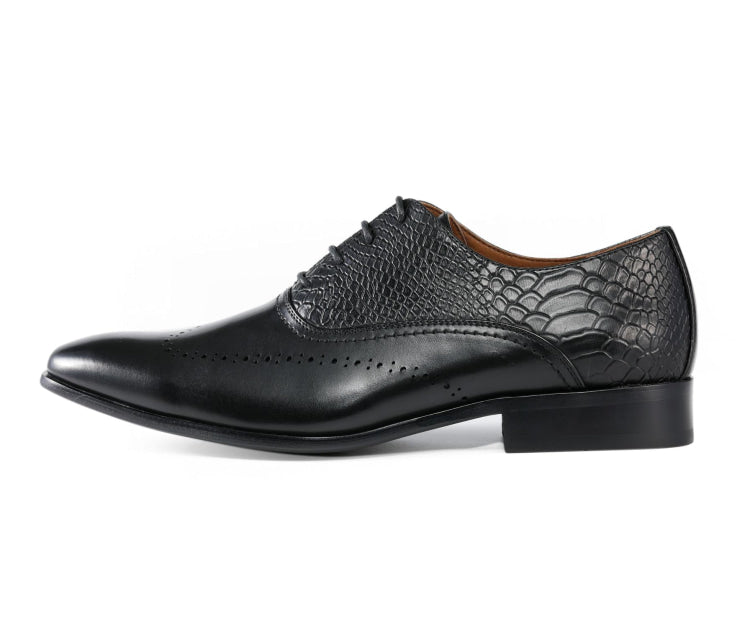 Amali Burke black wingtip oxfords side