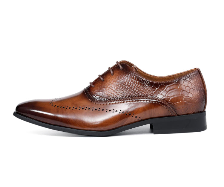 Amali Burke tan wingtip oxfords side