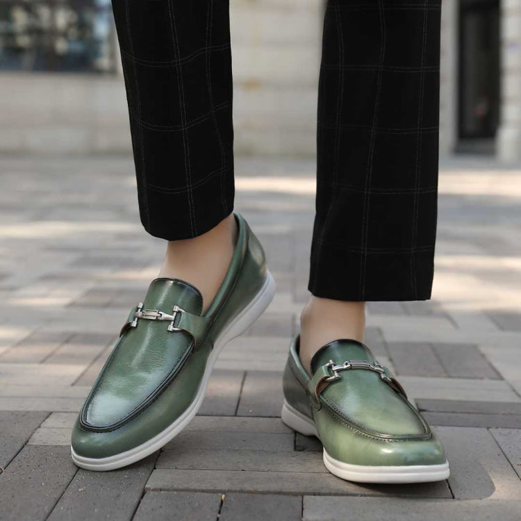 Amali Cahill mens green loafers life