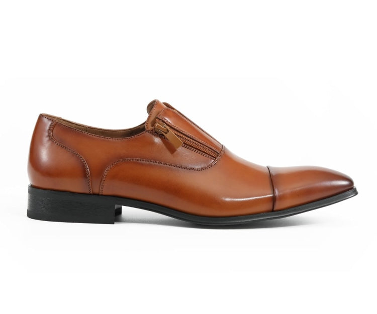 Amali Calum cognac cap toe loafers side