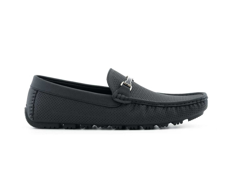 Amali Cola black driving loafers side