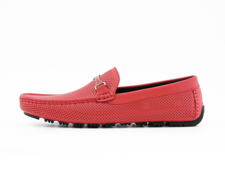 Amali Cola red driving loafers side