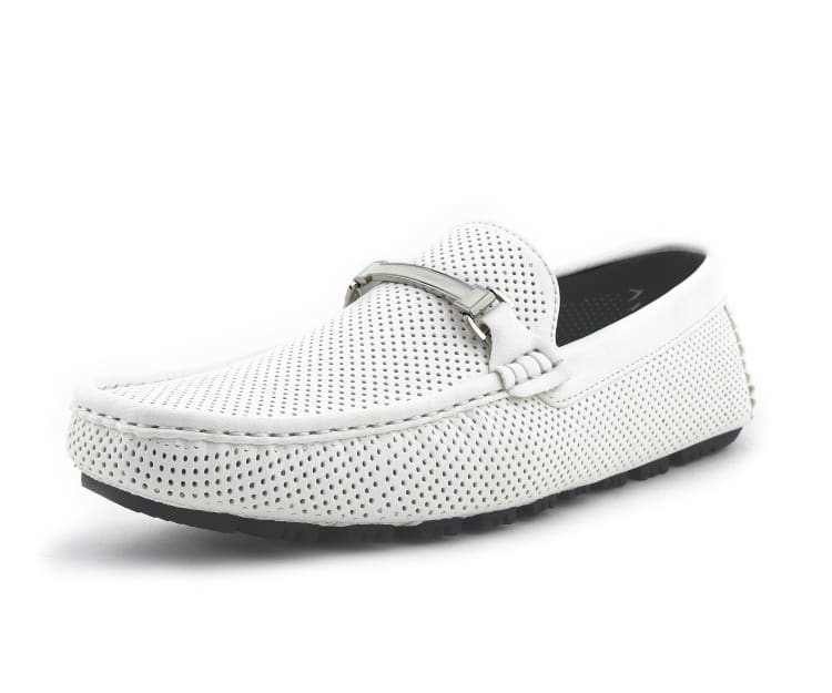 Amali Cola white driving loafers main