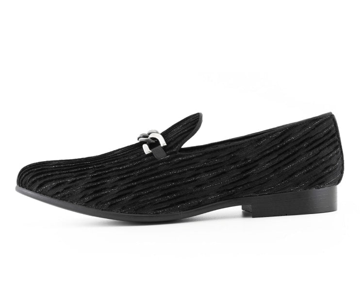 Amali Cyrus black velvet shoes side