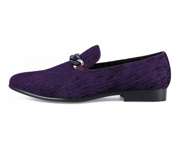 Amali Cyrus purple velvet shoes side