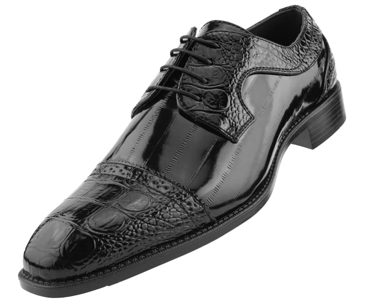 Amali Dallas black cap toe derby angled