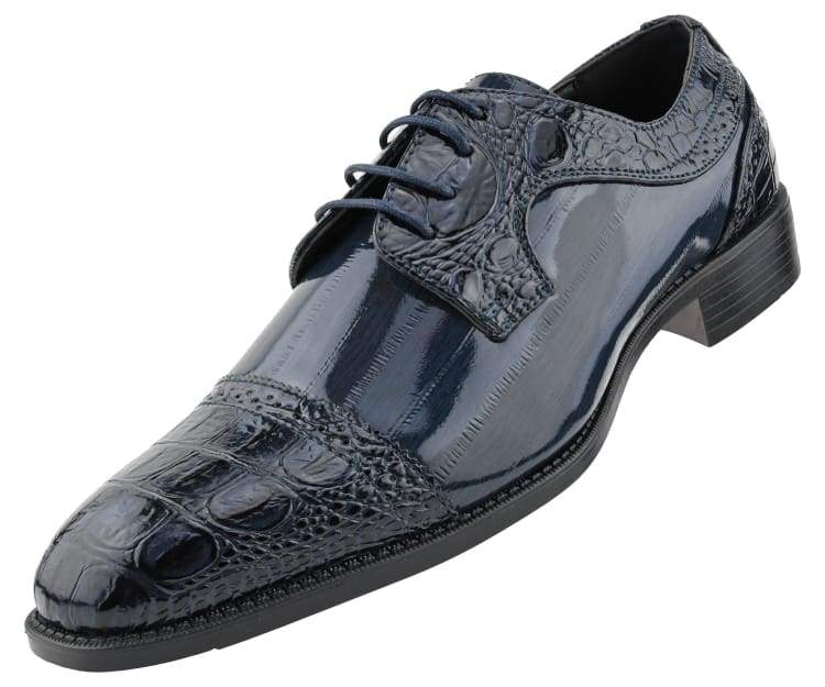 Amali Dallas navy cap toe derby angled