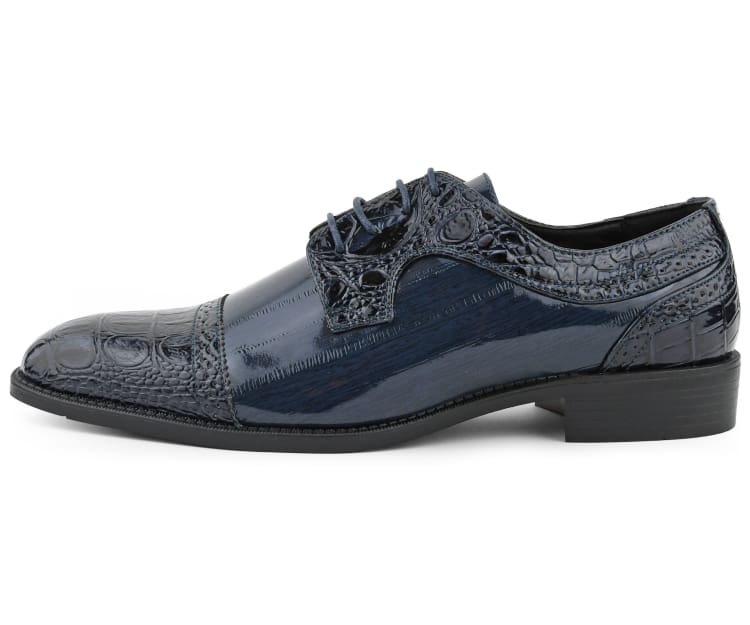 
                      
                        Amali Dallas navy cap toe derby side
                      
                    