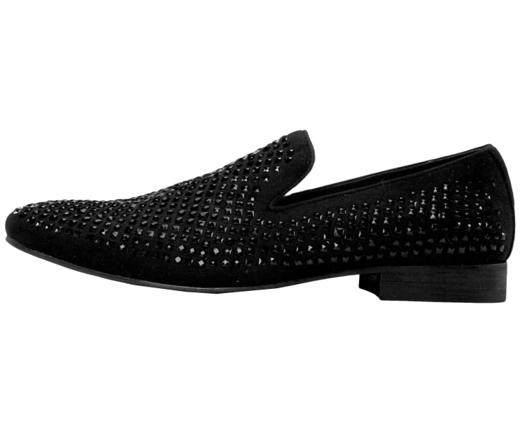 Amali Devy black studded loafers side