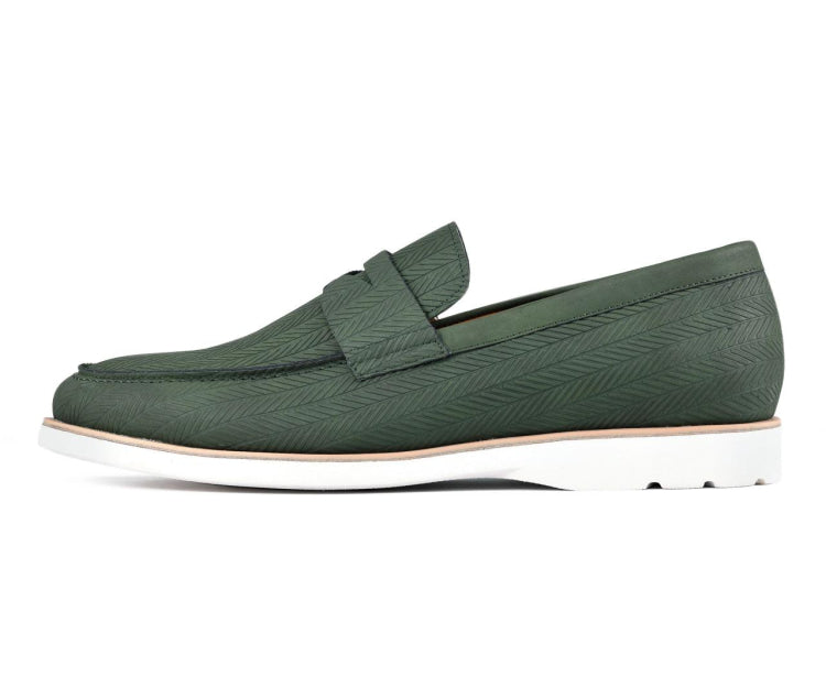 Amali Elias green penny loafers side