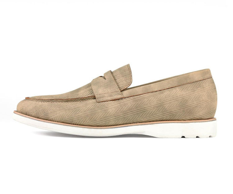 Amali Elias tan penny loafers side