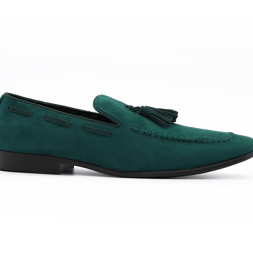 Amali Emperor green tassel loafers side