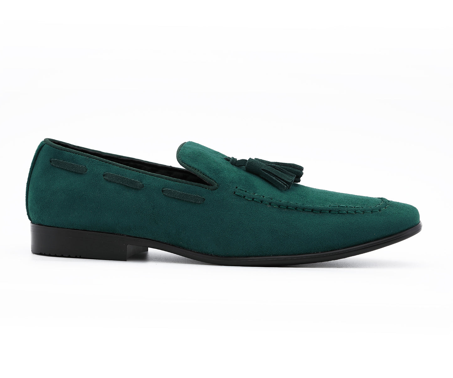 Amali Emperor green tassel loafers side