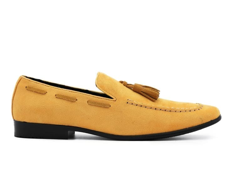 Amali Emperor mustard tassel loafers side