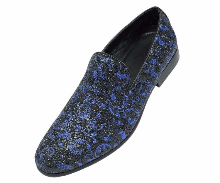 Amali Erin blue glitter loafers angled