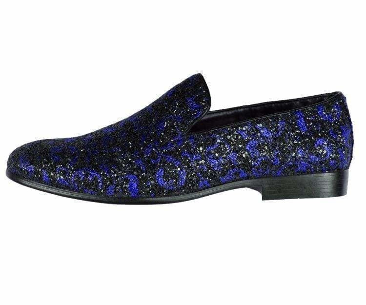 Amali Erin blue glitter loafers side