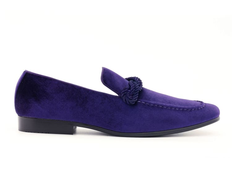 Amali Essex purple velvet smoking slippers side