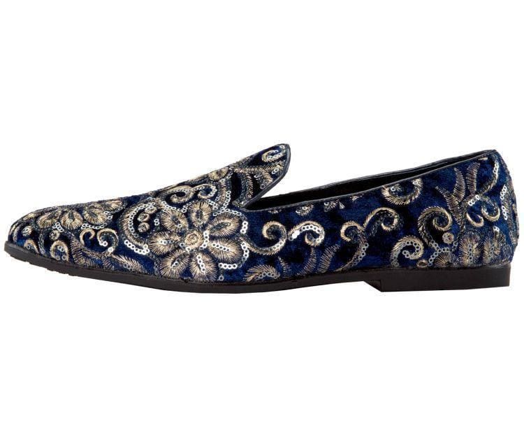 Amali Fabian blue sequin loafers side