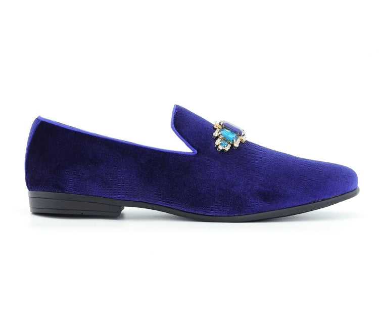 Amali Fabio navy loafers side