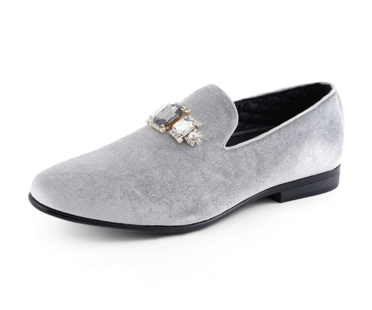 Amali Fabio silver loafers main