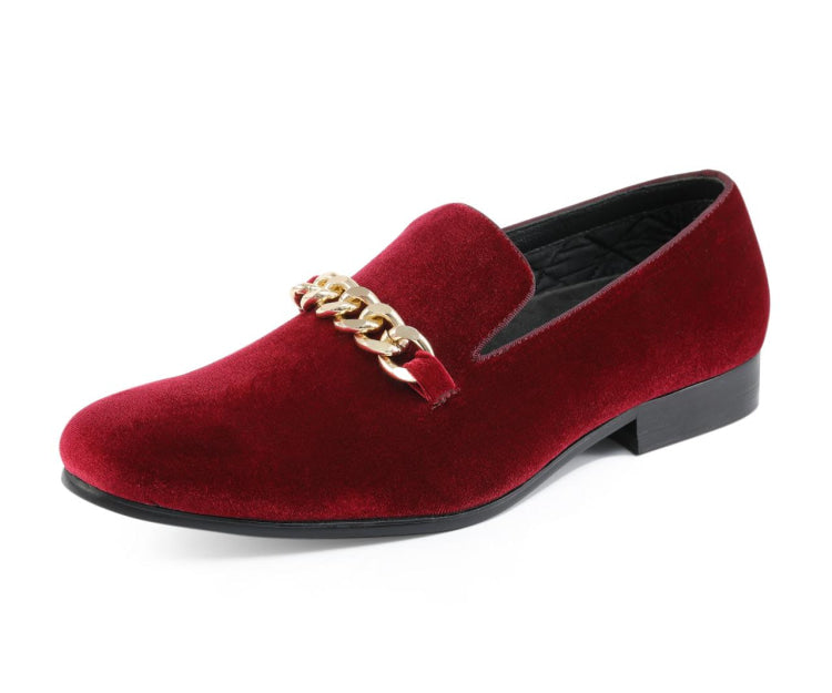 Amali Fay burgundy velvet loafers main