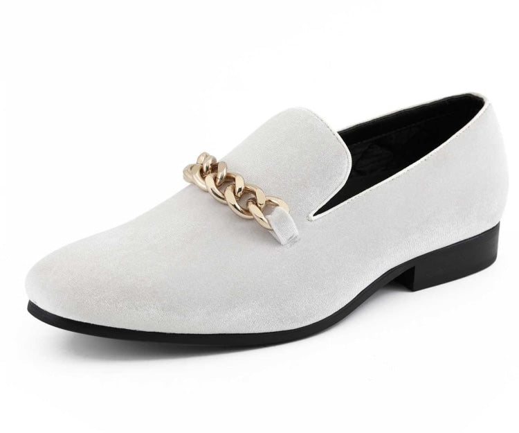 Amali Fay white velvet loafers main