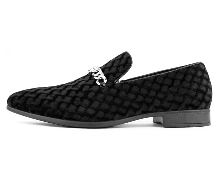 
                      
                        Amali Felix black velvet loafer side
                      
                    