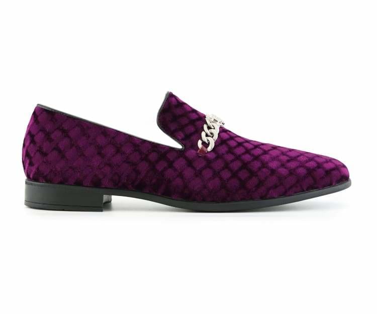 Amali Felix burgundy velvet loafer side