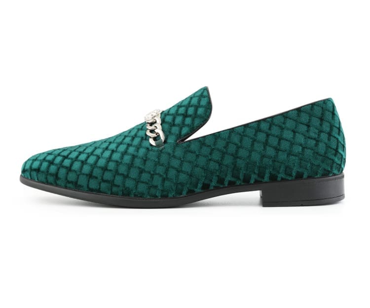 Amali Felix green velvet loafer side