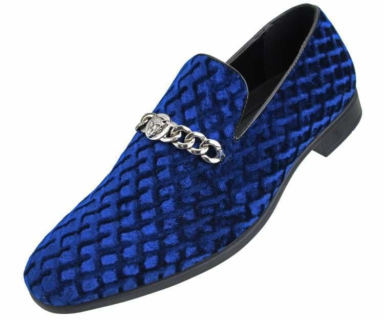 Amali Felix navy velvet loafer angled