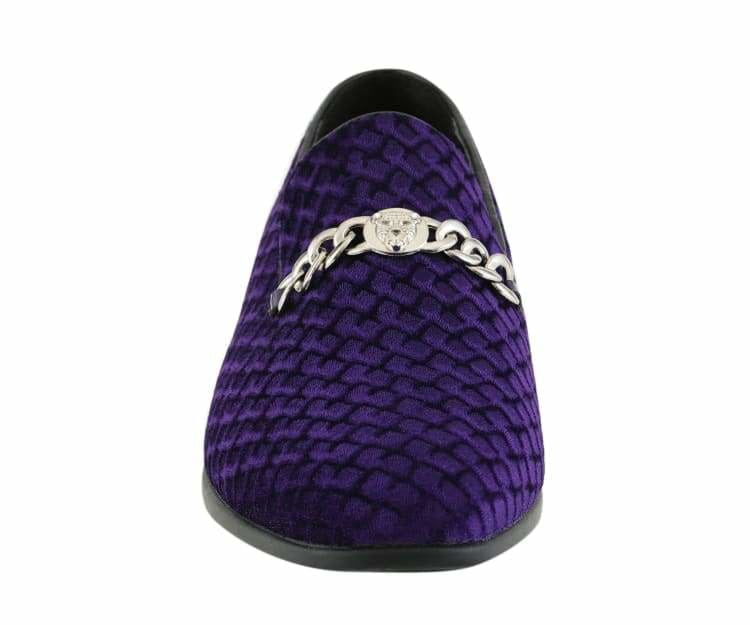 
                      
                        Amali Felix purple velvet loafer front
                      
                    