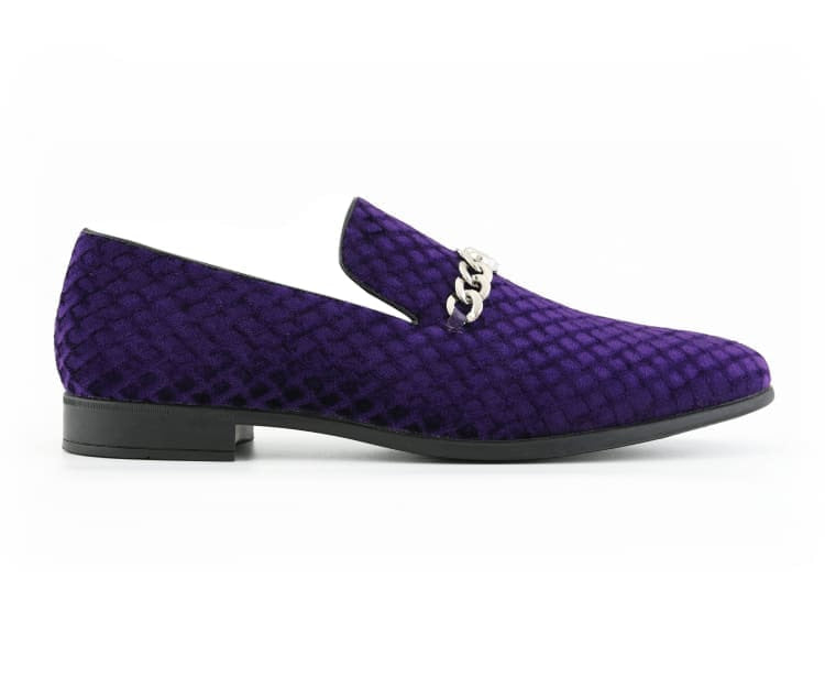 Amali Felix purple velvet loafer side