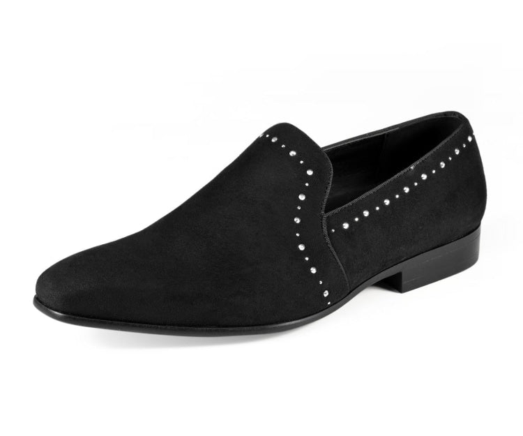 Amali Francis black rhinestone loafers main