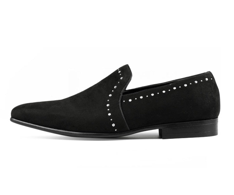 Amali Francis black rhinestone loafers side