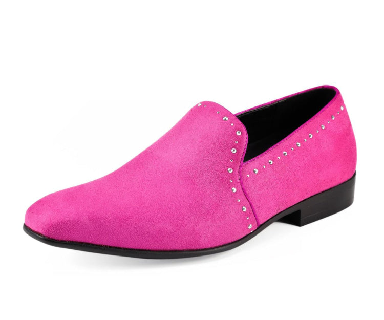 Amali Francis fuchsia rhinestone loafers main